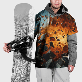Накидка на куртку 3D с принтом Большой взрыв камней в Новосибирске, 100% полиэстер |  | 