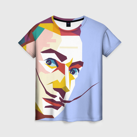 Женская футболка 3D с принтом Сальвадор Дали в стиле поп арт в Екатеринбурге, 100% полиэфир ( синтетическое хлопкоподобное полотно) | прямой крой, круглый вырез горловины, длина до линии бедер | 