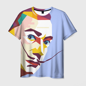 Мужская футболка 3D с принтом Сальвадор Дали в стиле поп арт , 100% полиэфир | прямой крой, круглый вырез горловины, длина до линии бедер | 