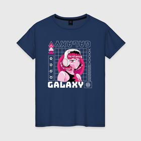 Женская футболка хлопок с принтом Galaxy anime girl , 100% хлопок | прямой крой, круглый вырез горловины, длина до линии бедер, слегка спущенное плечо | 