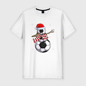 Мужская футболка хлопок Slim с принтом Soccer snowman в Белгороде, 92% хлопок, 8% лайкра | приталенный силуэт, круглый вырез ворота, длина до линии бедра, короткий рукав | 