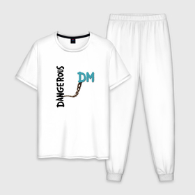 Мужская пижама хлопок с принтом Depeche Mode   Dangerous Alan в Санкт-Петербурге, 100% хлопок | брюки и футболка прямого кроя, без карманов, на брюках мягкая резинка на поясе и по низу штанин
 | 