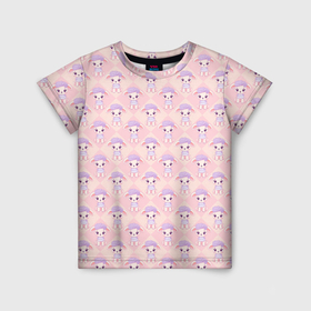 Детская футболка 3D с принтом Овечка на розовом фоне в Курске, 100% гипоаллергенный полиэфир | прямой крой, круглый вырез горловины, длина до линии бедер, чуть спущенное плечо, ткань немного тянется | 