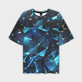 Мужская футболка oversize 3D с принтом Синее разбитое стекло в Санкт-Петербурге,  |  | 