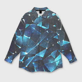 Мужская рубашка oversize 3D с принтом Синее разбитое стекло в Белгороде,  |  | 