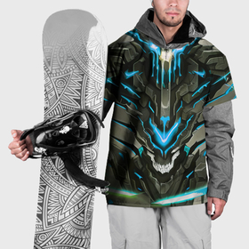 Накидка на куртку 3D с принтом Адский доспех синий в Курске, 100% полиэстер |  | 
