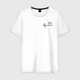 Мужская футболка хлопок с принтом Лапка собаки шпица в Белгороде, 100% хлопок | прямой крой, круглый вырез горловины, длина до линии бедер, слегка спущенное плечо. | 