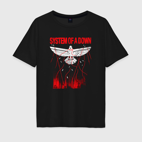 Мужская футболка хлопок Oversize с принтом System of a Down metal band в Петрозаводске, 100% хлопок | свободный крой, круглый ворот, “спинка” длиннее передней части | 