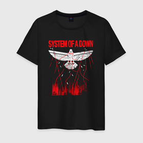 Мужская футболка хлопок с принтом System of a Down metal band в Новосибирске, 100% хлопок | прямой крой, круглый вырез горловины, длина до линии бедер, слегка спущенное плечо. | Тематика изображения на принте: 