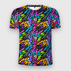 Мужская футболка 3D Slim с принтом Sharp colored в Курске, 100% полиэстер с улучшенными характеристиками | приталенный силуэт, круглая горловина, широкие плечи, сужается к линии бедра | 