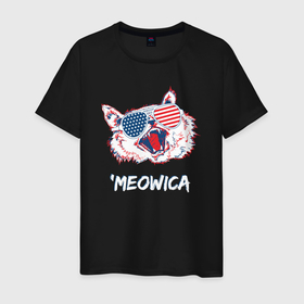 Мужская футболка хлопок с принтом Meowica в Санкт-Петербурге, 100% хлопок | прямой крой, круглый вырез горловины, длина до линии бедер, слегка спущенное плечо. | 