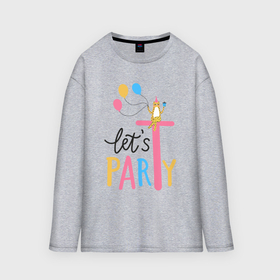 Мужской лонгслив oversize хлопок с принтом Lets party cat ,  |  | 