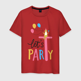 Мужская футболка хлопок с принтом Lets party cat в Санкт-Петербурге, 100% хлопок | прямой крой, круглый вырез горловины, длина до линии бедер, слегка спущенное плечо. | 
