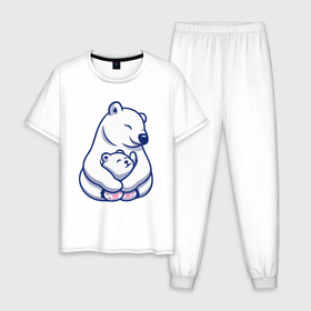 Мужская пижама хлопок с принтом Семья белых мишек в Курске, 100% хлопок | брюки и футболка прямого кроя, без карманов, на брюках мягкая резинка на поясе и по низу штанин
 | 
