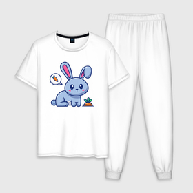 Мужская пижама хлопок с принтом Кролик в огороде в Белгороде, 100% хлопок | брюки и футболка прямого кроя, без карманов, на брюках мягкая резинка на поясе и по низу штанин
 | 