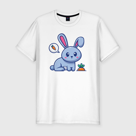 Мужская футболка хлопок Slim с принтом Кролик в огороде в Екатеринбурге, 92% хлопок, 8% лайкра | приталенный силуэт, круглый вырез ворота, длина до линии бедра, короткий рукав | Тематика изображения на принте: 