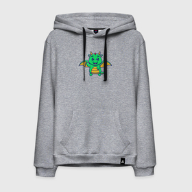 Мужская толстовка хлопок с принтом Дружелюбный дракон в Ухте, френч-терри, мягкий теплый начес внутри (100% хлопок) | карман-кенгуру, эластичные манжеты и нижняя кромка, капюшон с подкладом и шнурком | Тематика изображения на принте: 