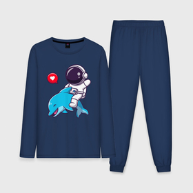 Мужская пижама с лонгсливом хлопок с принтом Космонавт и дельфин в Курске,  |  | 