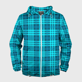 Мужская ветровка 3D Шотландский неоновый голубой: в городе Новоалтайск, 100% полиэстер | подол и капюшон оформлены резинкой с фиксаторами, два кармана без застежек по бокам, один потайной карман на груди |