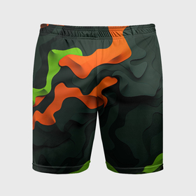Мужские шорты спортивные с принтом Зеленые и оранжевые кляксы в Санкт-Петербурге,  |  | 