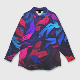 Мужская рубашка oversize 3D с принтом Синие и фиолетовые яркие краски в Кировске,  |  | 