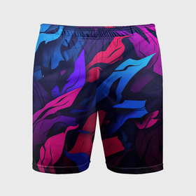 Мужские шорты спортивные с принтом Синие и фиолетовые яркие краски в Кировске,  |  | 