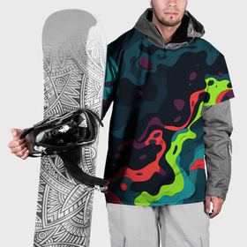 Накидка на куртку 3D с принтом Яркий кислотный абстрактный камуфляж в Санкт-Петербурге, 100% полиэстер |  | Тематика изображения на принте: 