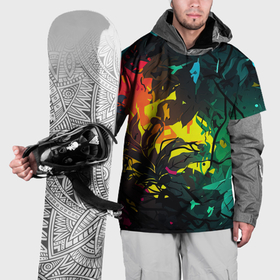 Накидка на куртку 3D с принтом Яркие разноцветные абстрактные листья в Екатеринбурге, 100% полиэстер |  | Тематика изображения на принте: 