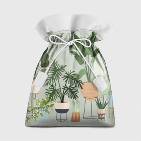 Подарочный 3D мешок с принтом Комнатные растения и цветы в Новосибирске, 100% полиэстер | Размер: 29*39 см | Тематика изображения на принте: 
