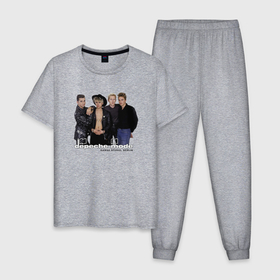 Мужская пижама хлопок с принтом Depeche Mode   Retro Band mode в Санкт-Петербурге, 100% хлопок | брюки и футболка прямого кроя, без карманов, на брюках мягкая резинка на поясе и по низу штанин
 | 