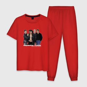 Мужская пижама хлопок с принтом Depeche Mode   Retro style в Санкт-Петербурге, 100% хлопок | брюки и футболка прямого кроя, без карманов, на брюках мягкая резинка на поясе и по низу штанин
 | 