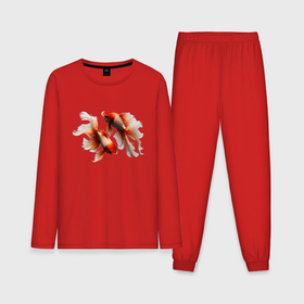 Мужская пижама с лонгсливом хлопок с принтом Красные рыбки в Кировске,  |  | 