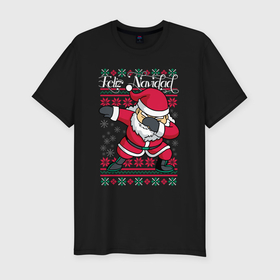 Мужская футболка хлопок Slim с принтом Португальский Санта Feliz navidad в городе Новоалтайск, 92% хлопок, 8% лайкра | приталенный силуэт, круглый вырез ворота, длина до линии бедра, короткий рукав | 