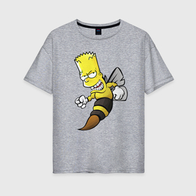 Женская футболка хлопок Oversize с принтом Барт Симпсон шершень   перевоплощение в Екатеринбурге, 100% хлопок | свободный крой, круглый ворот, спущенный рукав, длина до линии бедер
 | 