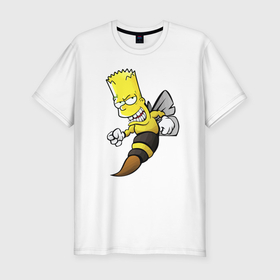 Мужская футболка хлопок Slim с принтом Барт Симпсон шершень   перевоплощение в Белгороде, 92% хлопок, 8% лайкра | приталенный силуэт, круглый вырез ворота, длина до линии бедра, короткий рукав | 
