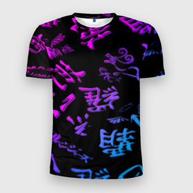 Мужская футболка 3D Slim с принтом Tokyos Revenge neon logo , 100% полиэстер с улучшенными характеристиками | приталенный силуэт, круглая горловина, широкие плечи, сужается к линии бедра | 