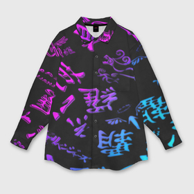 Мужская рубашка oversize 3D с принтом Tokyos Revenge neon logo в Тюмени,  |  | Тематика изображения на принте: 