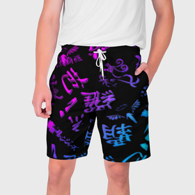Мужские шорты 3D с принтом Tokyos Revenge neon logo в Курске,  полиэстер 100% | прямой крой, два кармана без застежек по бокам. Мягкая трикотажная резинка на поясе, внутри которой широкие завязки. Длина чуть выше колен | 