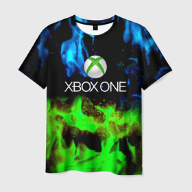Мужская футболка 3D с принтом Xbox flame toxic в Тюмени, 100% полиэфир | прямой крой, круглый вырез горловины, длина до линии бедер | Тематика изображения на принте: 