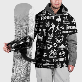 Накидка на куртку 3D с принтом Fortnite alllogo black в Новосибирске, 100% полиэстер |  | 