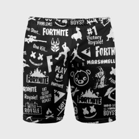 Мужские шорты спортивные с принтом Fortnite alllogo black в Санкт-Петербурге,  |  | Тематика изображения на принте: 