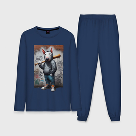 Мужская пижама с лонгсливом хлопок с принтом Чувак Булли с битой   нейросеть в Петрозаводске,  |  | Тематика изображения на принте: 