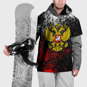 Накидка на куртку 3D с принтом Герб РФ брызги красок в Тюмени, 100% полиэстер |  | Тематика изображения на принте: 