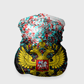Бандана-труба 3D с принтом Россия герб краски глитч в Курске, 100% полиэстер, ткань с особыми свойствами — Activecool | плотность 150‒180 г/м2; хорошо тянется, но сохраняет форму | 