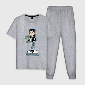 Мужская пижама хлопок с принтом Depeche Mode   Dave Gahanukkah в Санкт-Петербурге, 100% хлопок | брюки и футболка прямого кроя, без карманов, на брюках мягкая резинка на поясе и по низу штанин
 | 