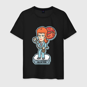 Мужская футболка хлопок с принтом David Bowie   Its a wonderful life on mars в Новосибирске, 100% хлопок | прямой крой, круглый вырез горловины, длина до линии бедер, слегка спущенное плечо. | 