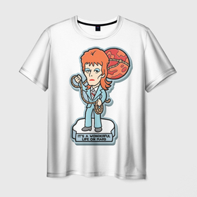 Мужская футболка 3D с принтом David Bowie   Life on Mars в Тюмени, 100% полиэфир | прямой крой, круглый вырез горловины, длина до линии бедер | Тематика изображения на принте: 