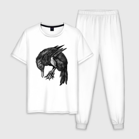 Мужская пижама хлопок с принтом Beast bird в Петрозаводске, 100% хлопок | брюки и футболка прямого кроя, без карманов, на брюках мягкая резинка на поясе и по низу штанин
 | 