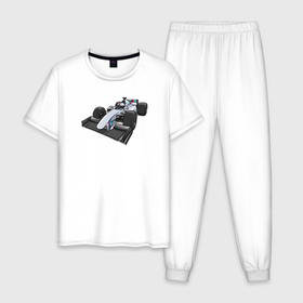 Мужская пижама хлопок с принтом Формула 1 Мартини в Петрозаводске, 100% хлопок | брюки и футболка прямого кроя, без карманов, на брюках мягкая резинка на поясе и по низу штанин
 | 