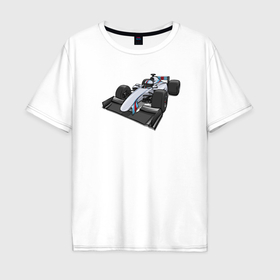 Мужская футболка хлопок Oversize с принтом Формула 1 Мартини в Петрозаводске, 100% хлопок | свободный крой, круглый ворот, “спинка” длиннее передней части | 